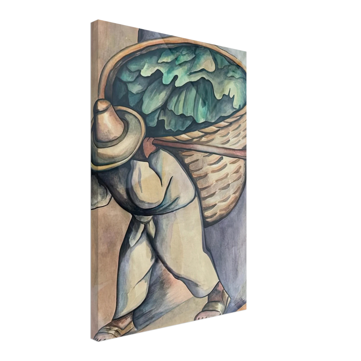 Diego Rivera - EL CARGADOR DE HOJAS DE PLATANO 1953 Canvas - 40x60 cm / 16x24 inches-canvas