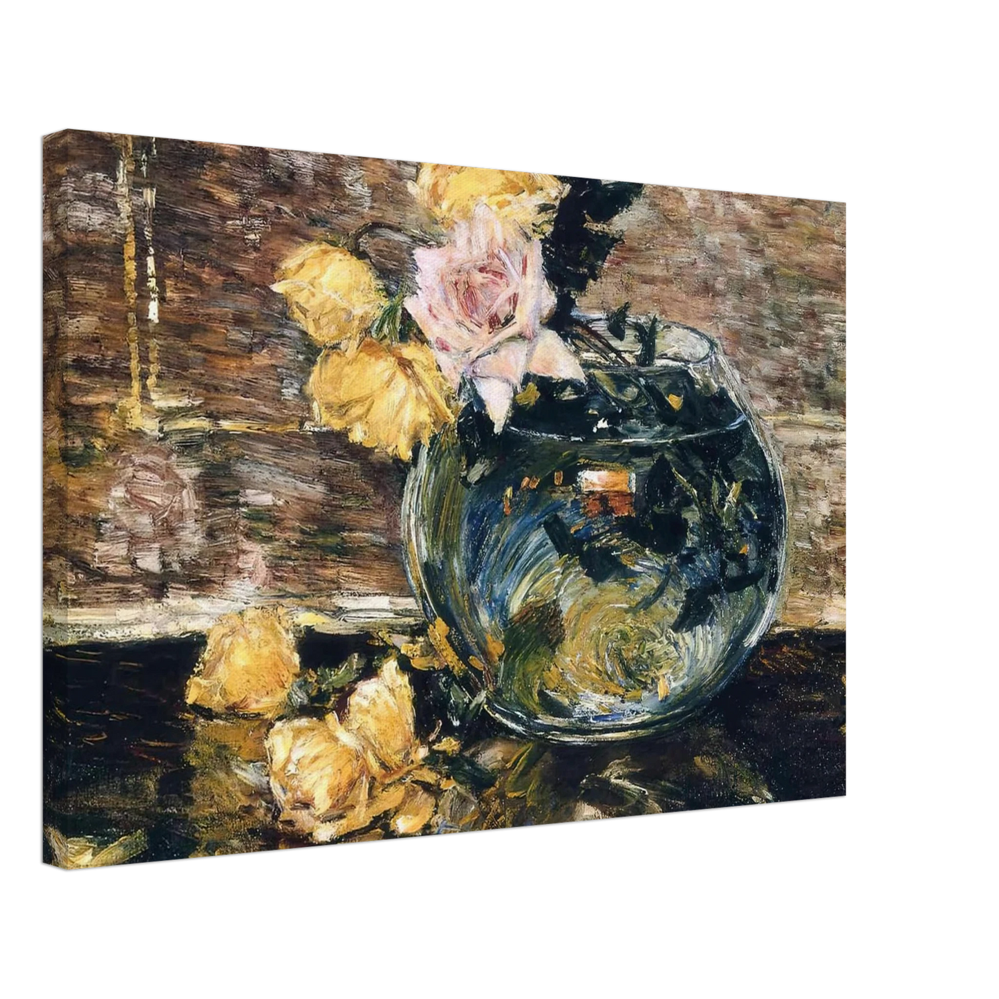 Childe Hassam - Roses in a Vase Canvas - 70x100 cm / 28x40 inches-canvas