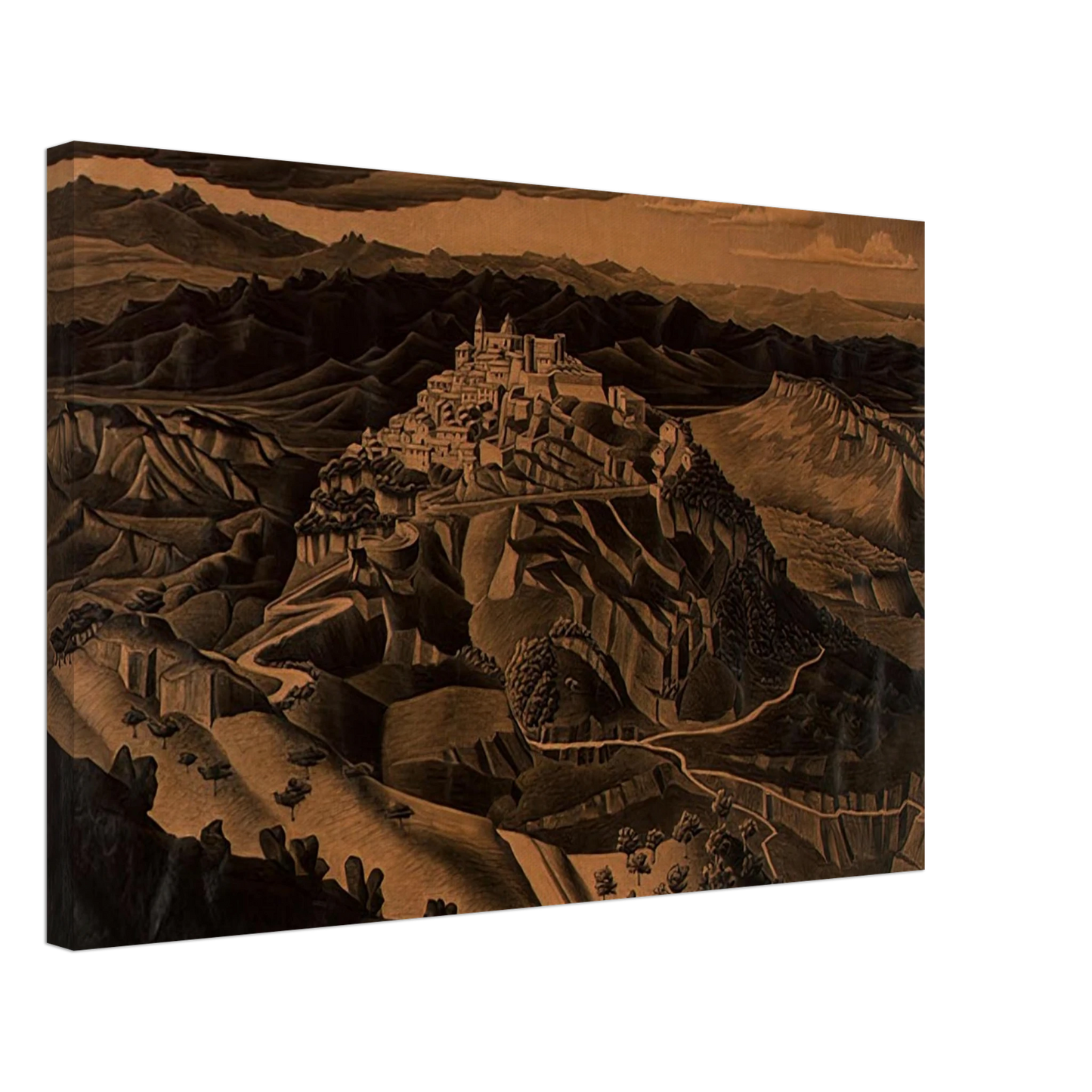 MC Escher - ITALIAN TOWN Canvas - 70x100 cm / 28x40 inches-canvas