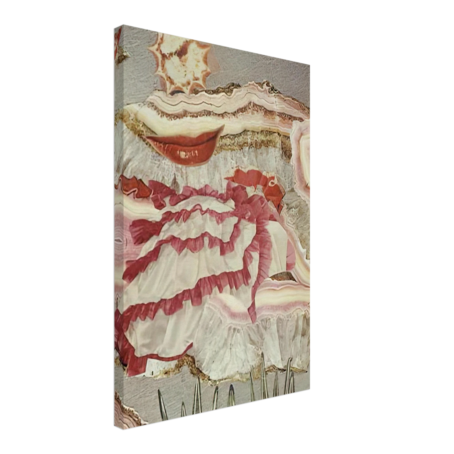 Hannah Hoch - AROUND A RED MOUTH 1967 Canvas - 70x100 cm / 28x40 inches-canvas