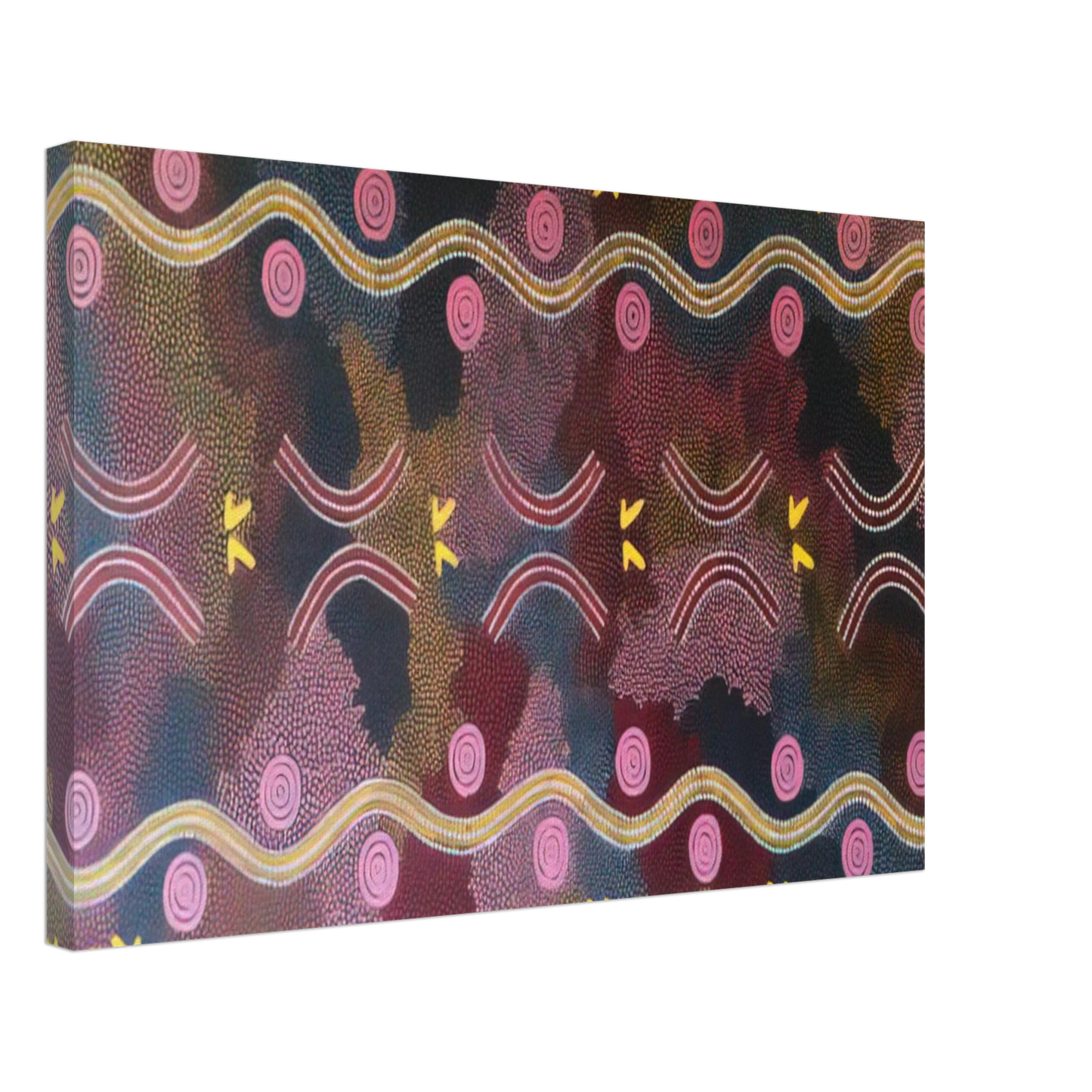 Clifford Possum Tjapaltjarri - Possum Rock Wallaby Dreaming, Napperby - 1990 Canvas - 40x60 cm / 16x24 inches-canvas