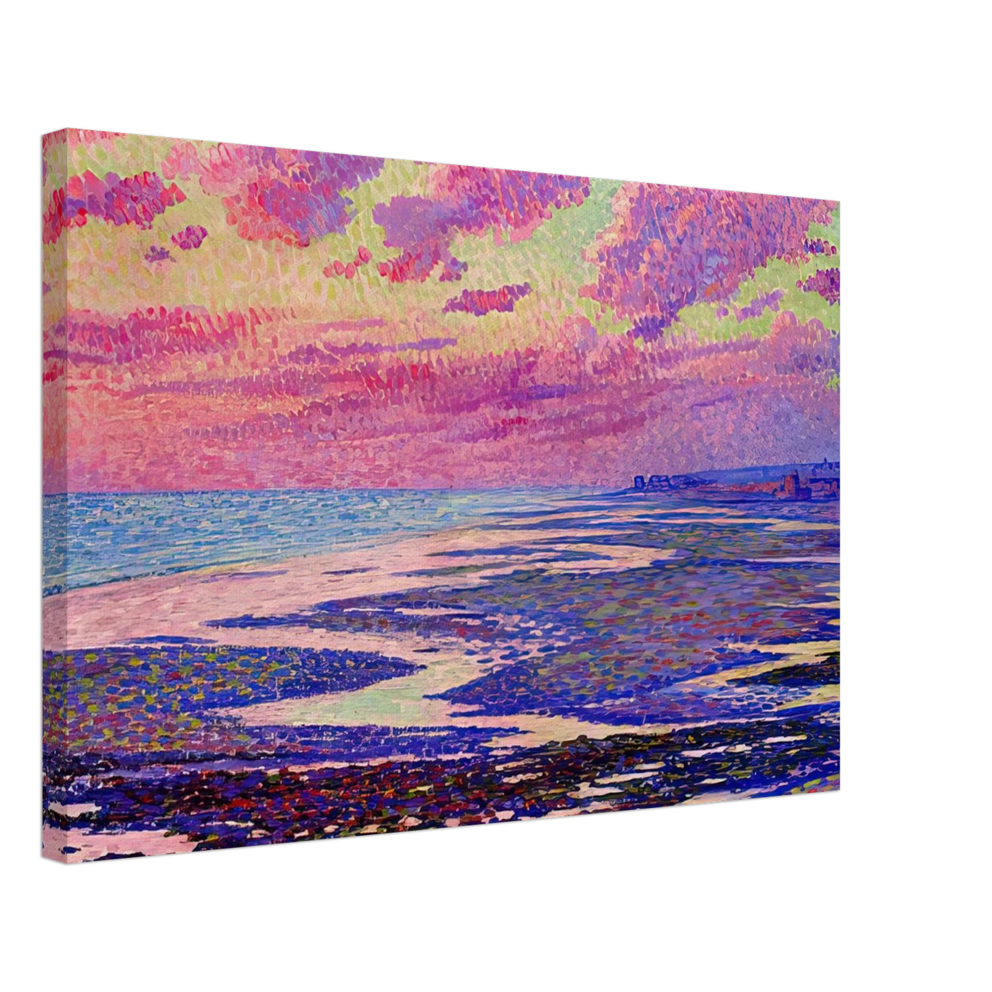 Theo van Rysselberghe - THE BEACH AT AMBLETEUSE AT LOW TIDE 1900 Canvas - 70x100 cm / 28x40 inches-canvas