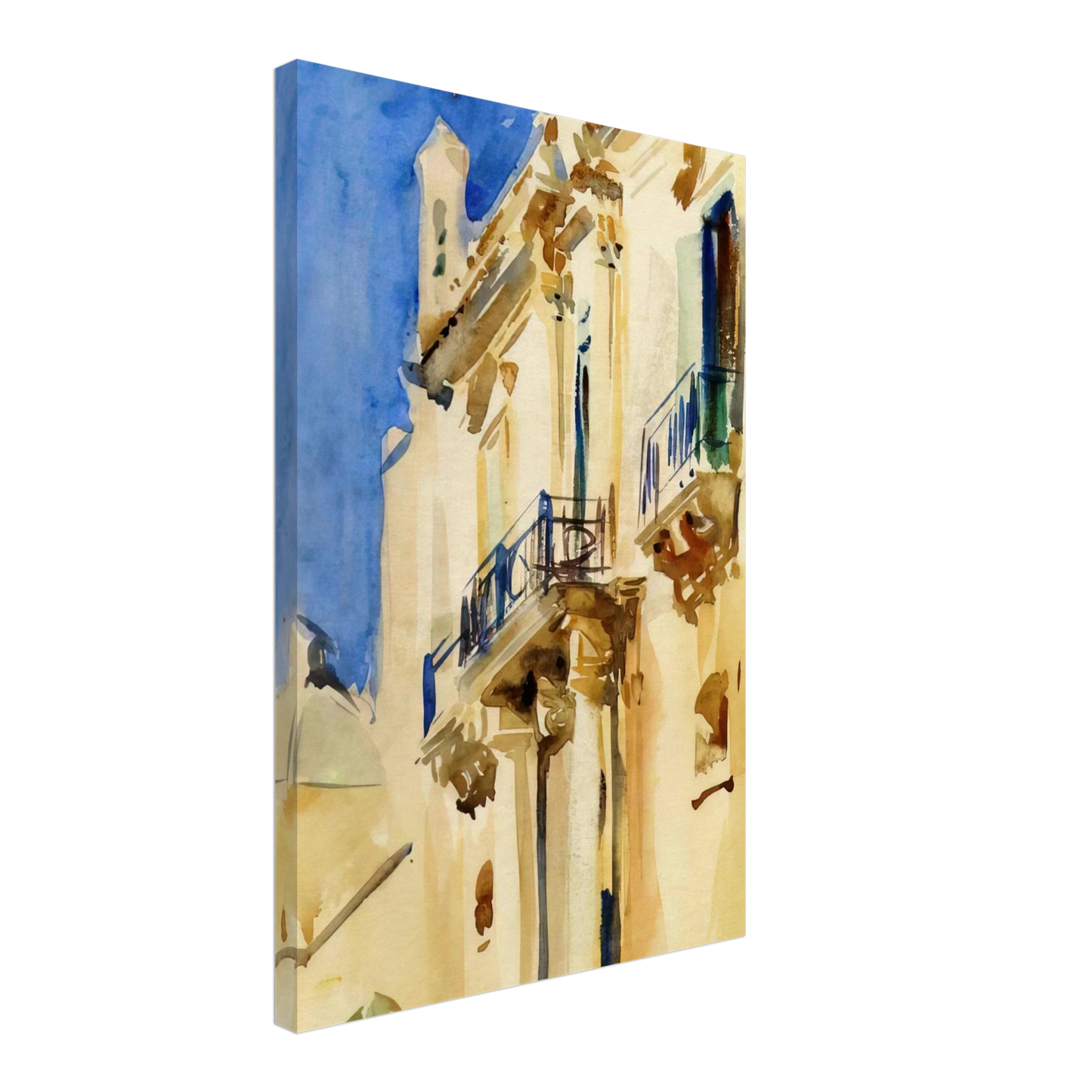 John Singer Sargent - Facade of a Palazzo, Girgente, Sicily Canvas - 70x100 cm / 28x40 inches-canvas