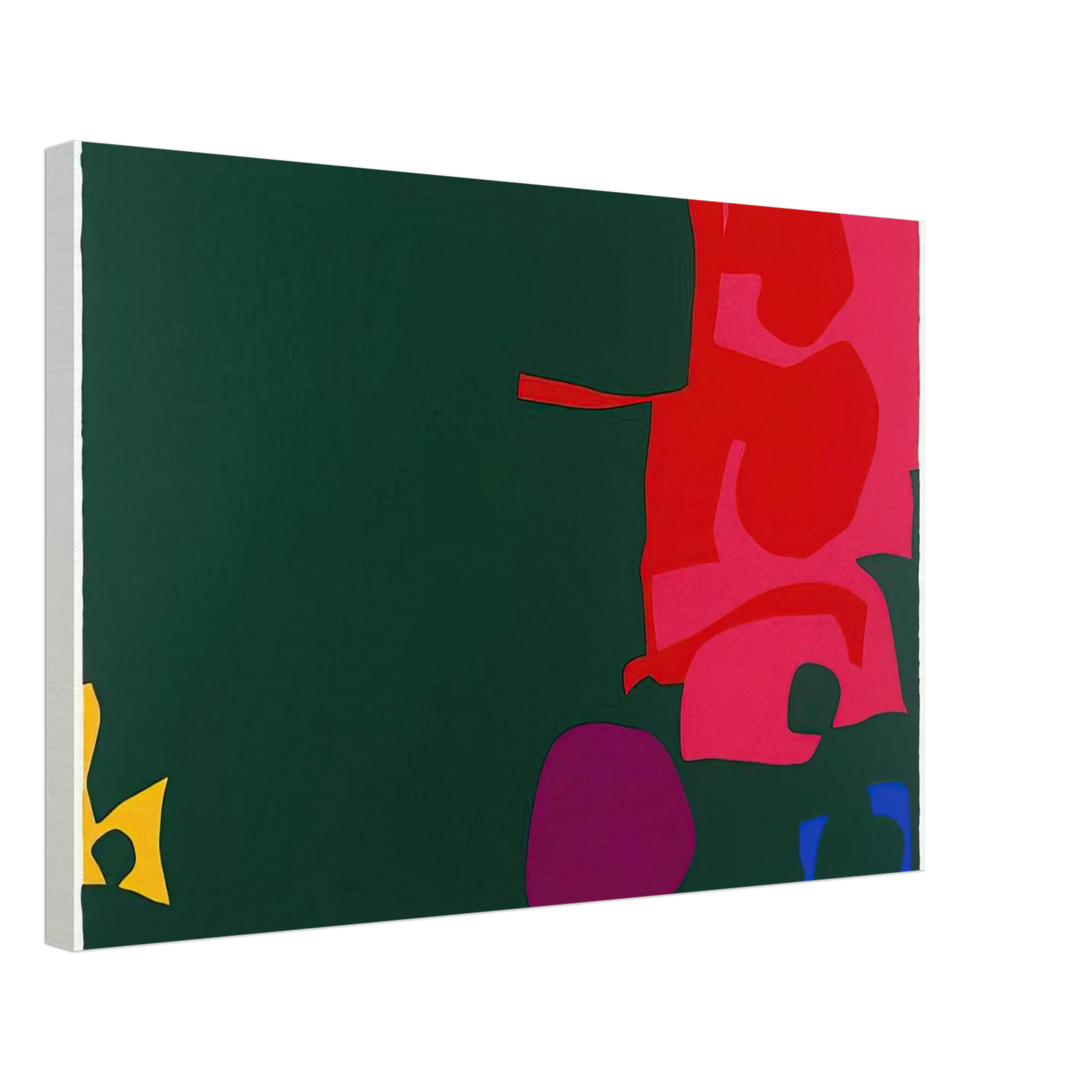 Patrick Heron - Interlocking Scarlet and Pink in Deep Green - 1970 Canvas - 70x100 cm / 28x40 inches-canvas