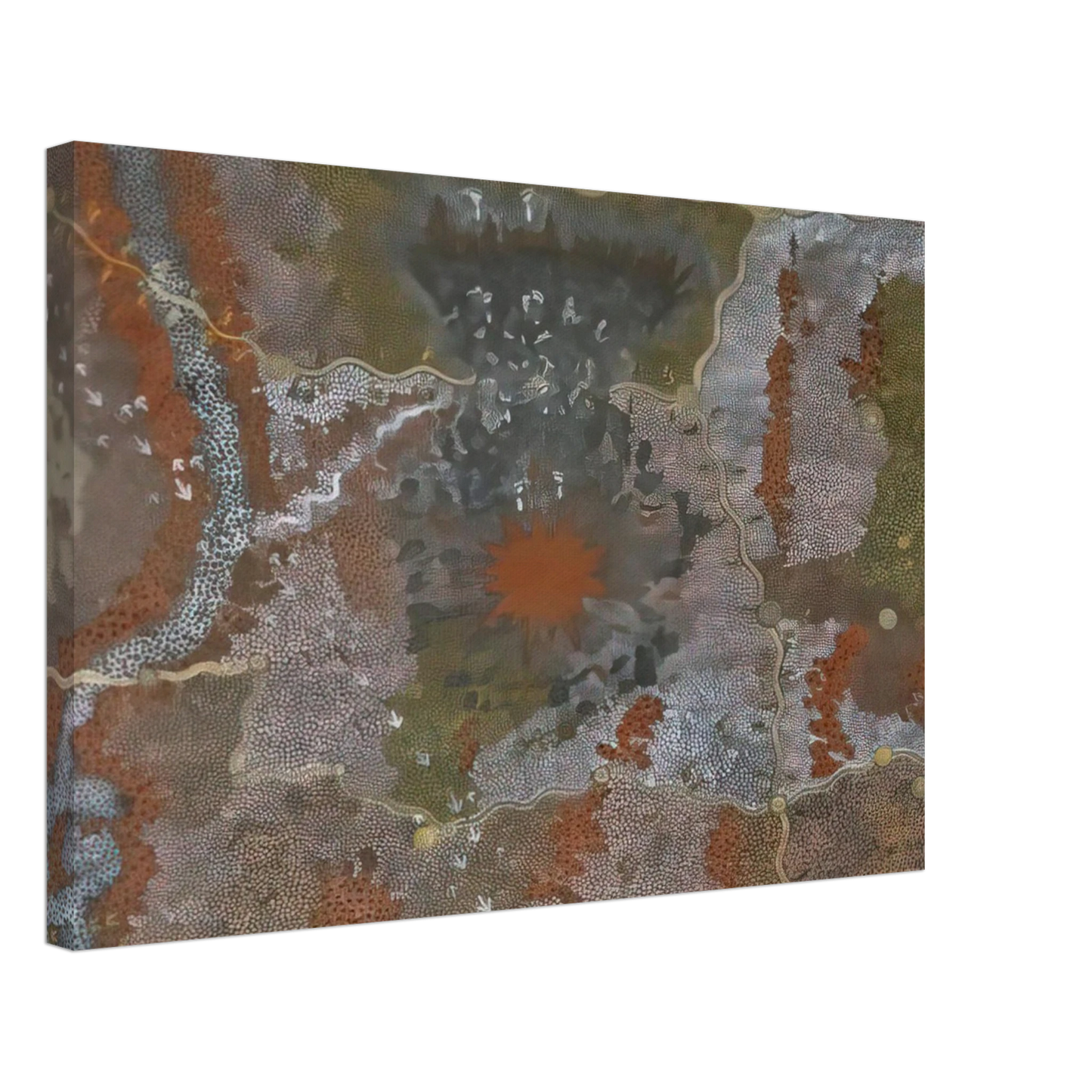 Clifford Possum Tjapaltjarri - Warlugulong with Tim Leura Tjapaltjarri - 1976 Canvas - 40x60 cm / 16x24 inches-canvas