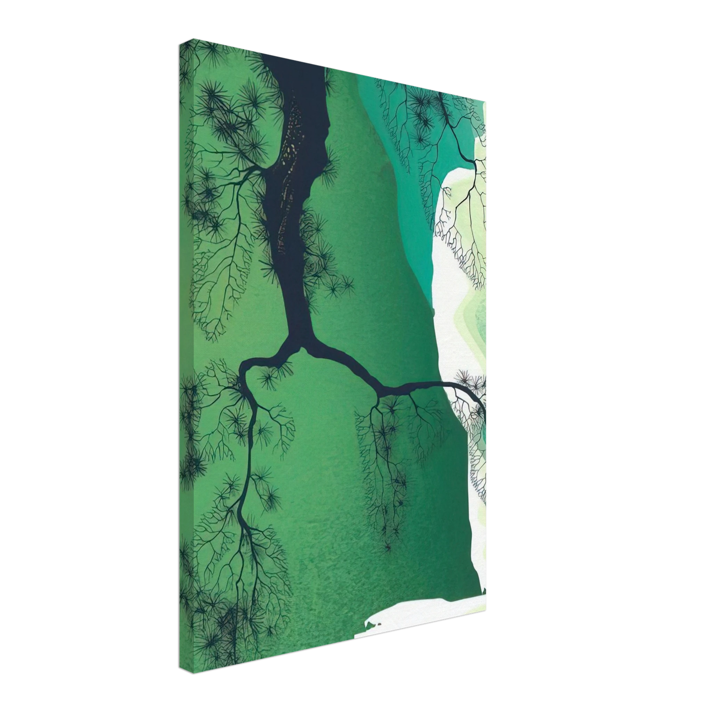 Eyvind Earle - Sea Cliffs and Pine Branch Canvas - 40x60 cm / 16x24 inches-canvas