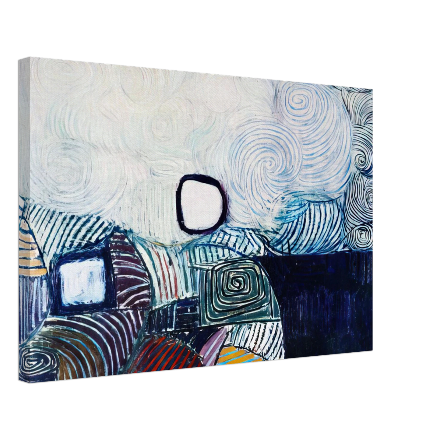 Victor Pasmore - Spiral Development in Green Violet Blue Gold - 1951 Canvas - 70x100 cm / 28x40 inches-canvas
