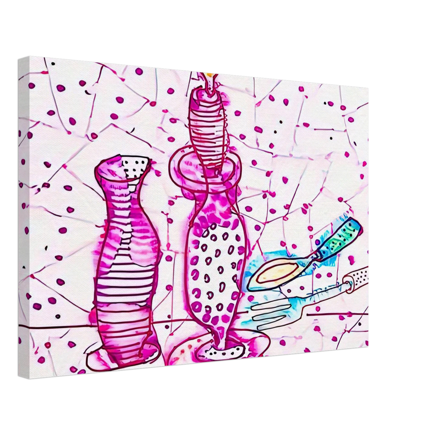 Yayoi Kusama - STILL LIFE OF CANDLESTICK 1978 Canvas - 70x100 cm / 28x40 inches-canvas