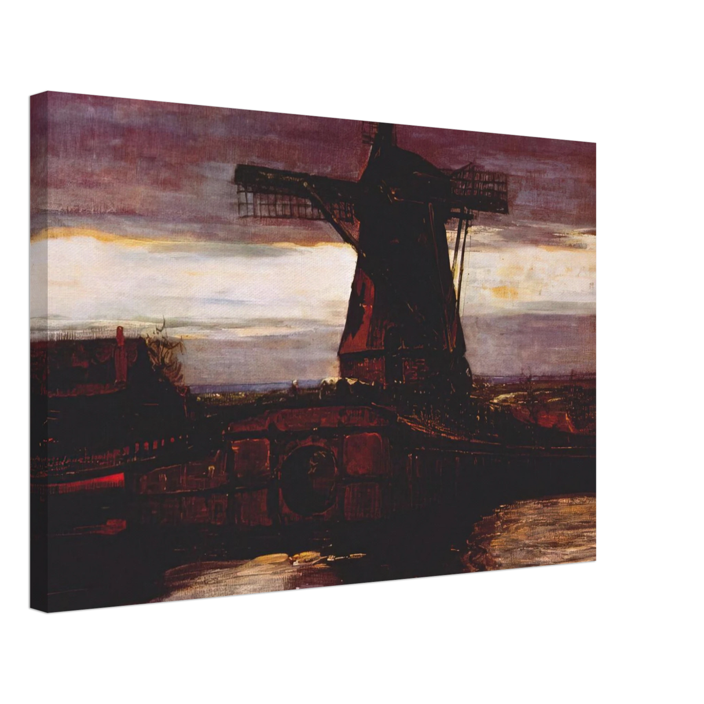 Piet Mondrian - Stammer Mill with Streaked Sky Canvas - 40x60 cm / 16x24 inches-canvas