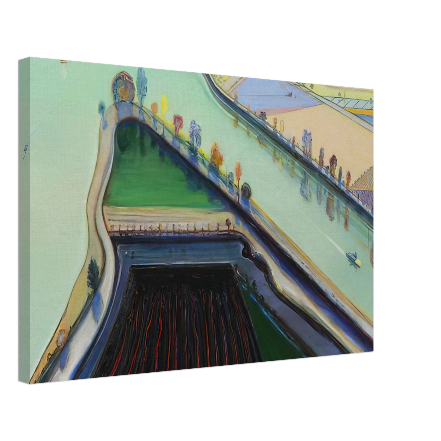 Wayne Thiebaud - River Boats - 2001 Canvas - 70x100 cm / 28x40 inches-canvas
