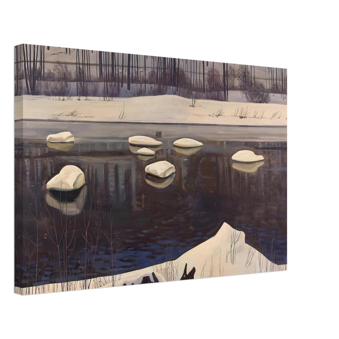 Rockwell Kent - Au Sable River, Winter, Adirondacks Canvas - 40x60 cm / 16x24 inches-canvas