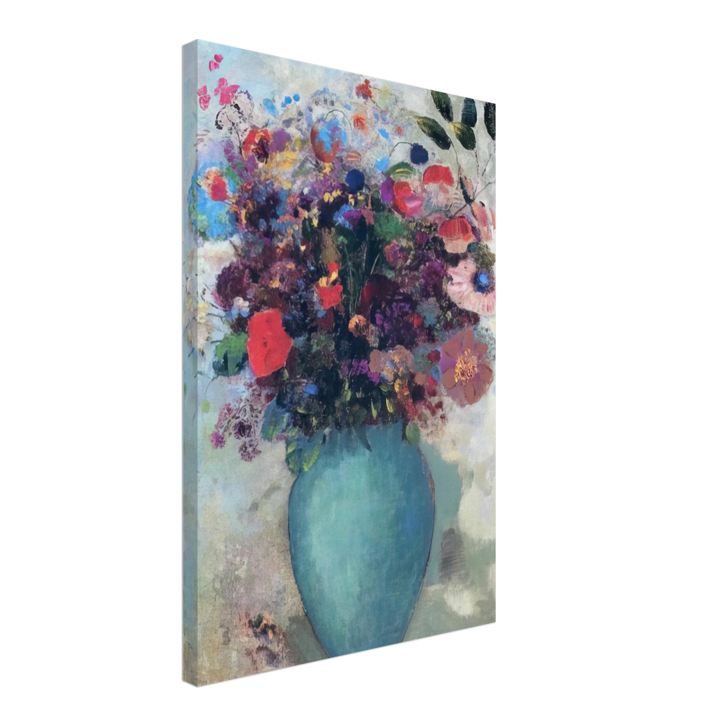 Odilon Redon - FLOWERS IN A TURQUOISE VASE Canvas - 70x100 cm / 28x40 inches-canvas