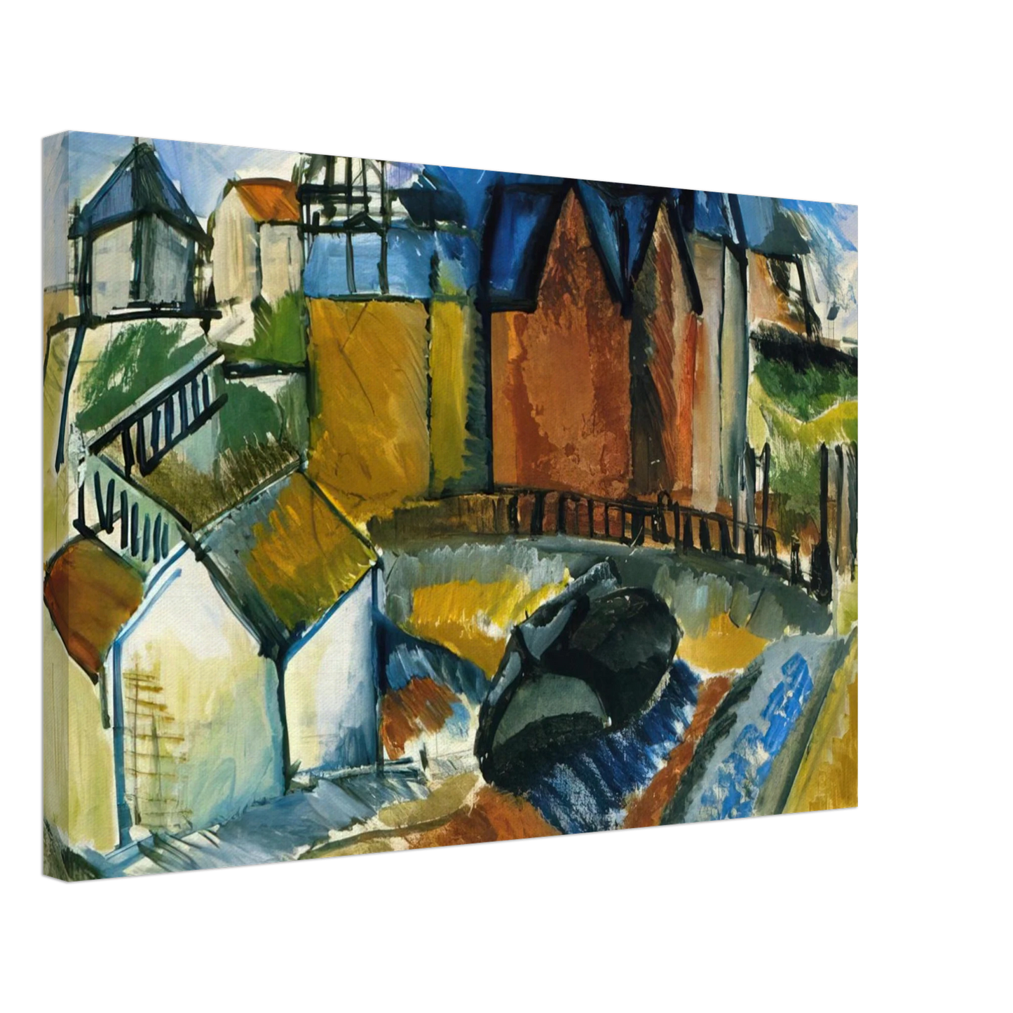 Raoul Dufy - THE BEACH AT HAVRE 1910 Canvas - 40x60 cm / 16x24 inches-canvas