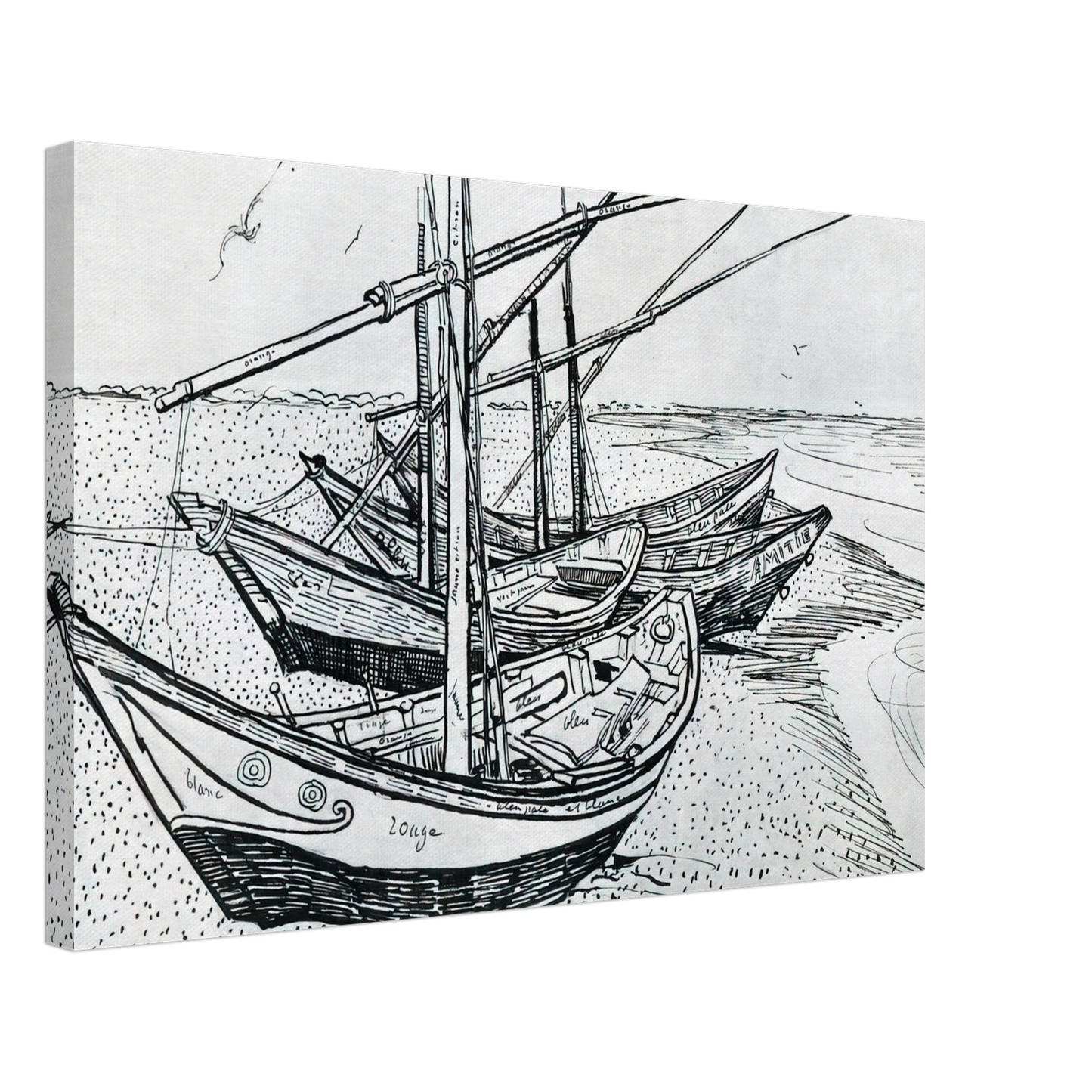 Vincent van Gogh - Fishing boats on the Beach at Les Saintes-Maries-de-la-Mer Canvas - 70x100 cm / 28x40 inches-canvas