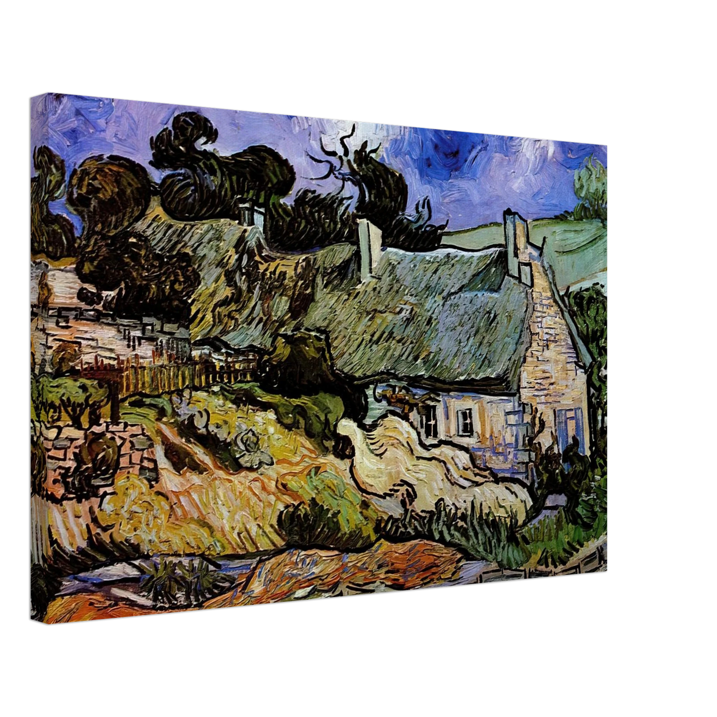 Vincent van Gogh - Houses with Thatched Roofs, Cordeville Canvas - 40x60 cm / 16x24 inches-canvas