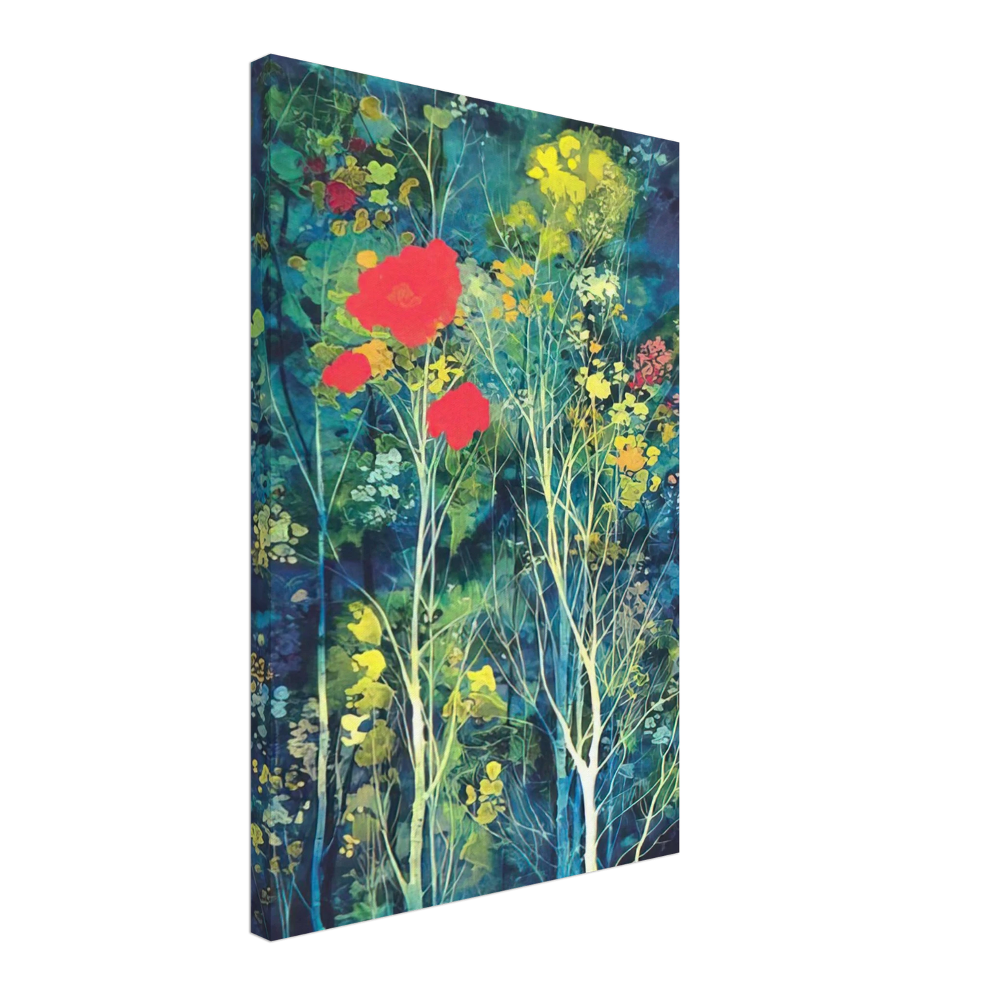 Eyvind Earle - Poppies and Flowers Canvas - 70x100 cm / 28x40 inches-canvas