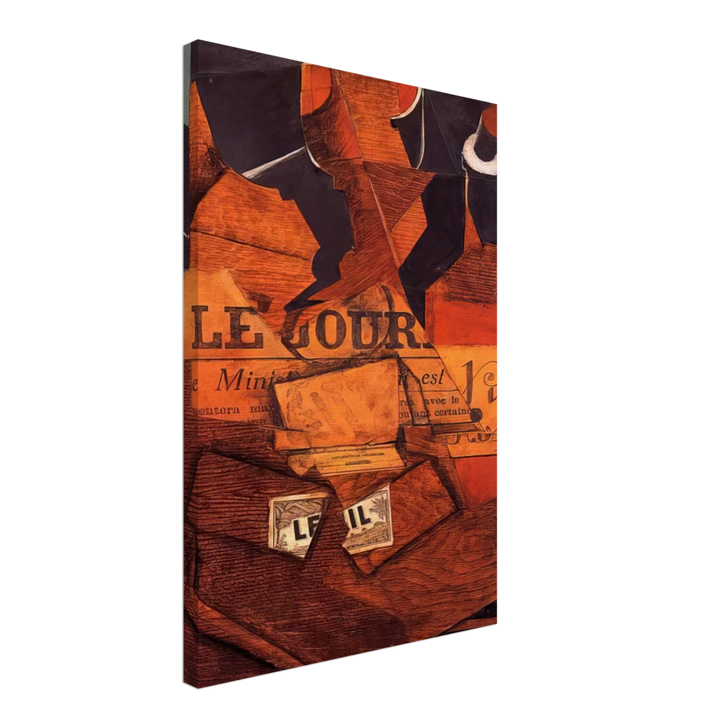 Juan Gris - TOBACCO NEWSPAPER AND BOTTLE OF WINE 1914 Canvas - 70x100 cm / 28x40 inches-canvas