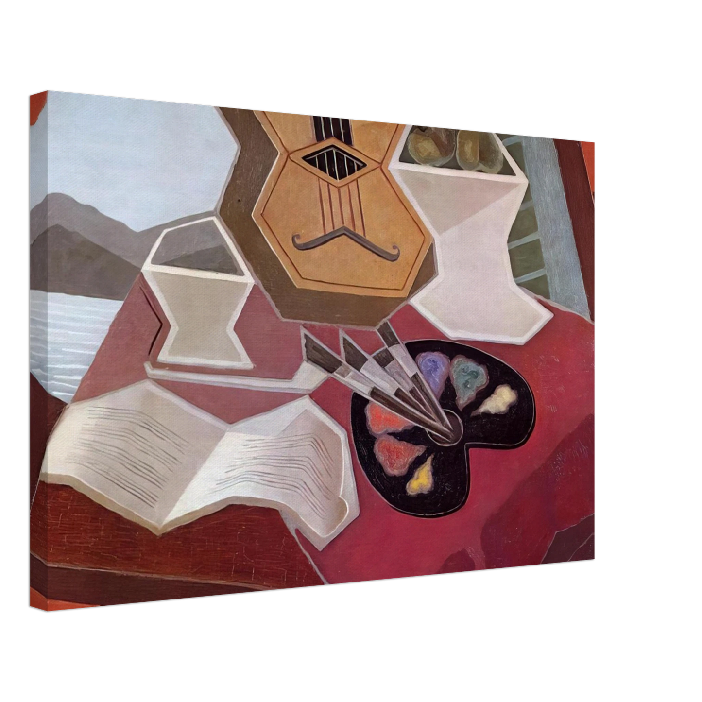 Juan Gris - TABLE OVERLOOKING THE SEA 1925 Canvas - 40x60 cm / 16x24 inches-canvas