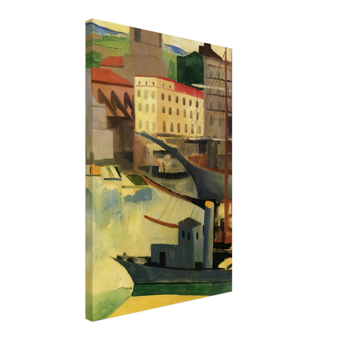 Moise Kisling - PORT AT SAINT TROPEZ 1918 Canvas - 40x60 cm / 16x24 inches-canvas