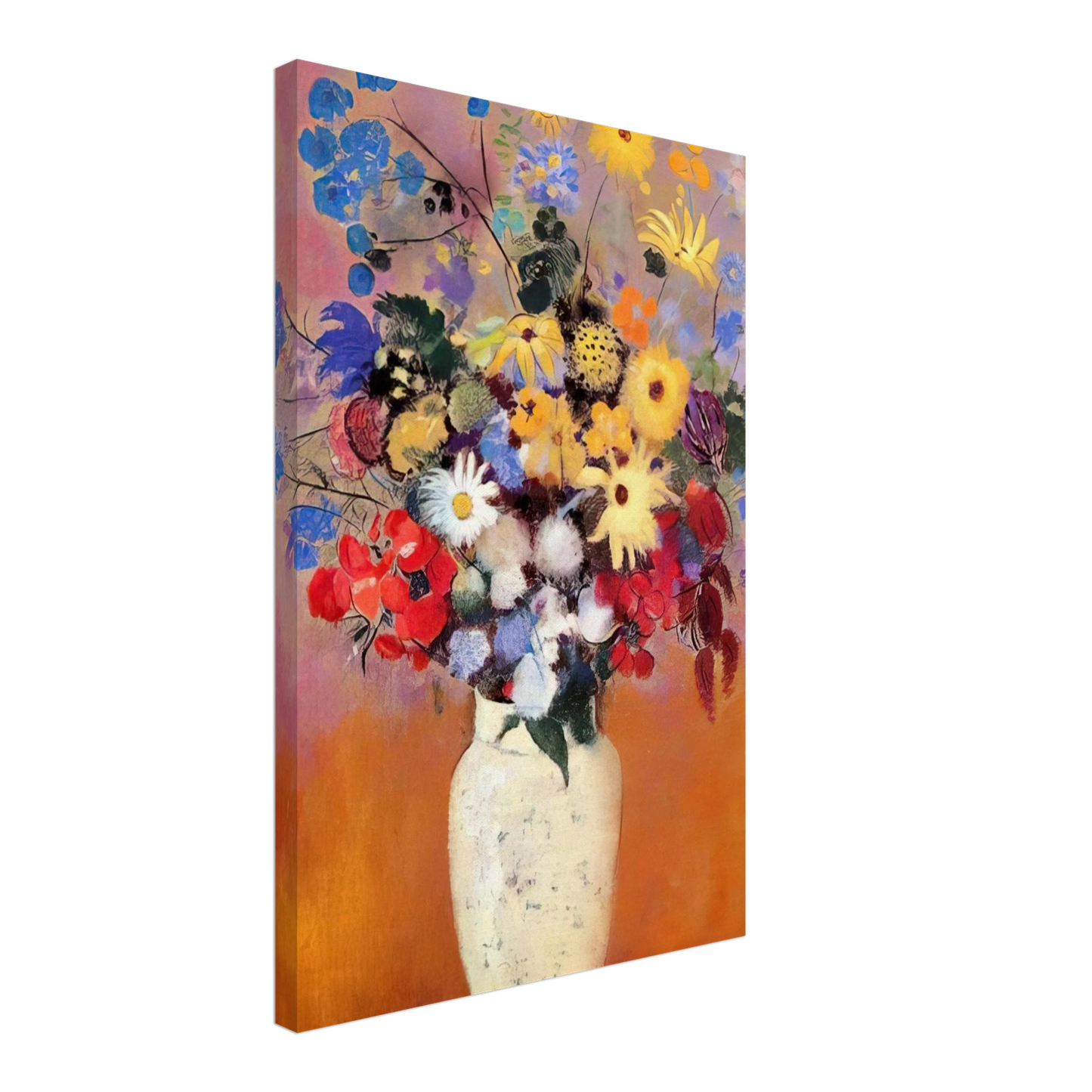Odilon Redon - WHITE VASE WITH FLOWERS 1916 Canvas - 70x100 cm / 28x40 inches-canvas