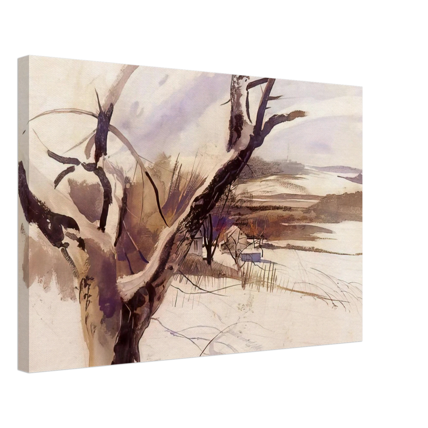 Andrew Wyeth - WINTER FARM SCENE Canvas - 70x100 cm / 28x40 inches-canvas