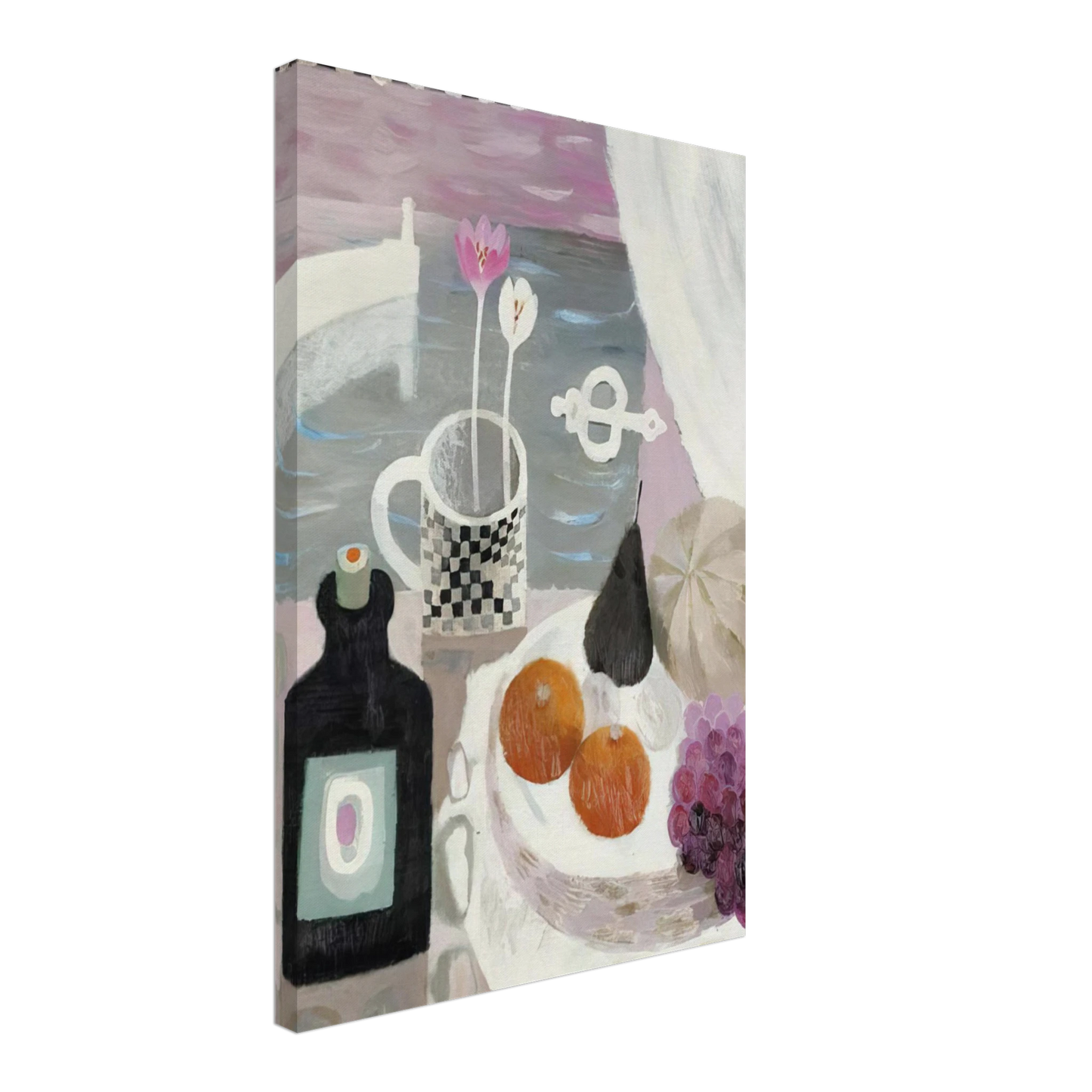 Wall artMary Fedden - The Checked Mug - 1986 Canvas - 40x60 cm / 16x24 inches-canvas