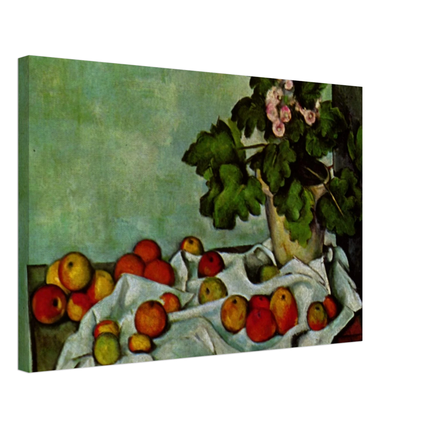 Paul Cezanne - Still Life with Apples and a Pot of Primroses Canvas - 40x60 cm / 16x24 inches-canvas