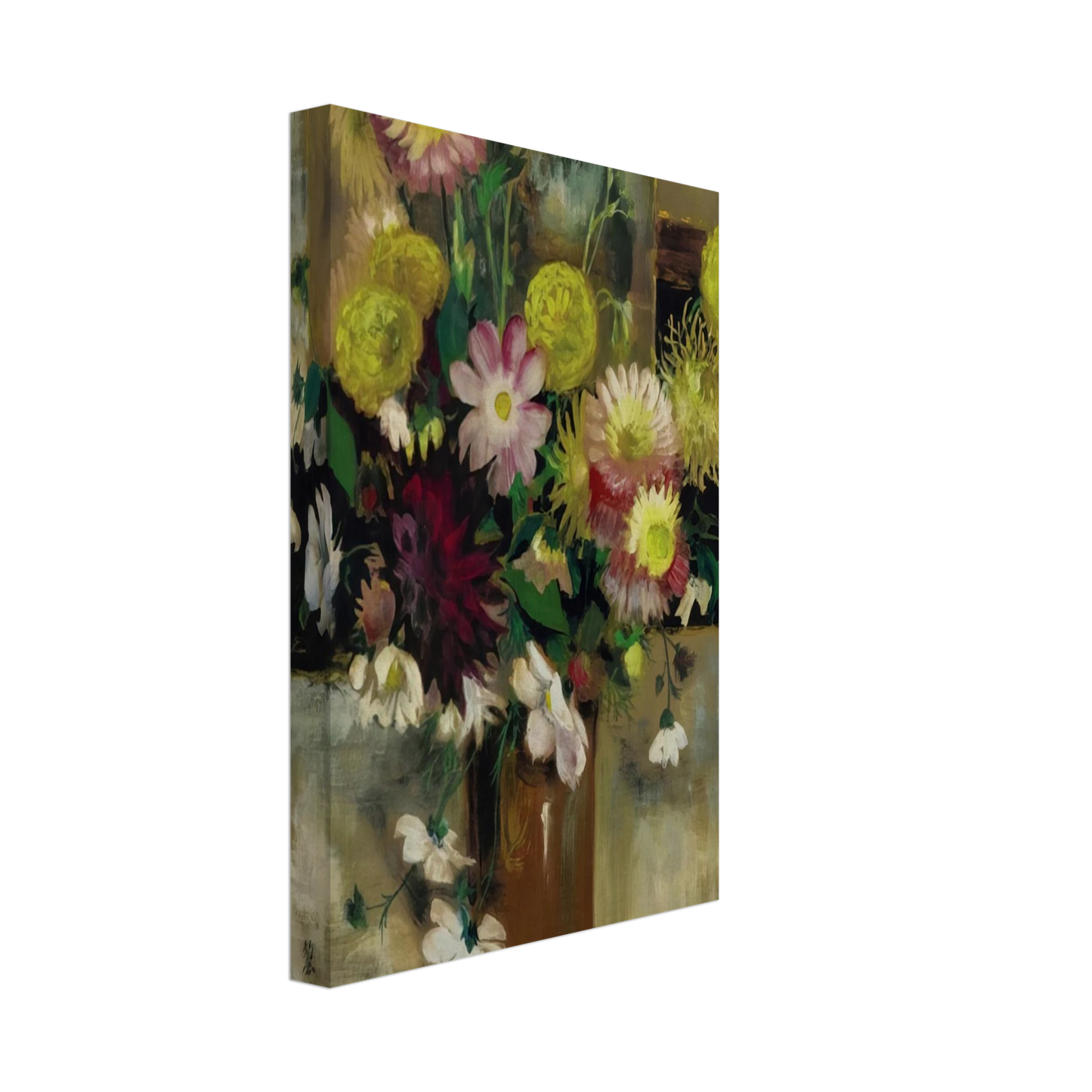 Le Pho - Anemones and Dahlias - Post-Impressionism Canvas - 70x100 cm / 28x40 inches-canvas