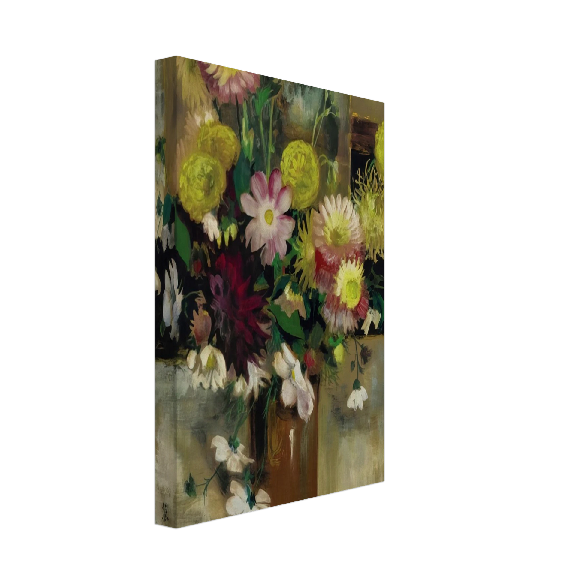Le Pho - Anemones and Dahlias - Post-Impressionism Canvas - 70x100 cm / 28x40 inches-canvas