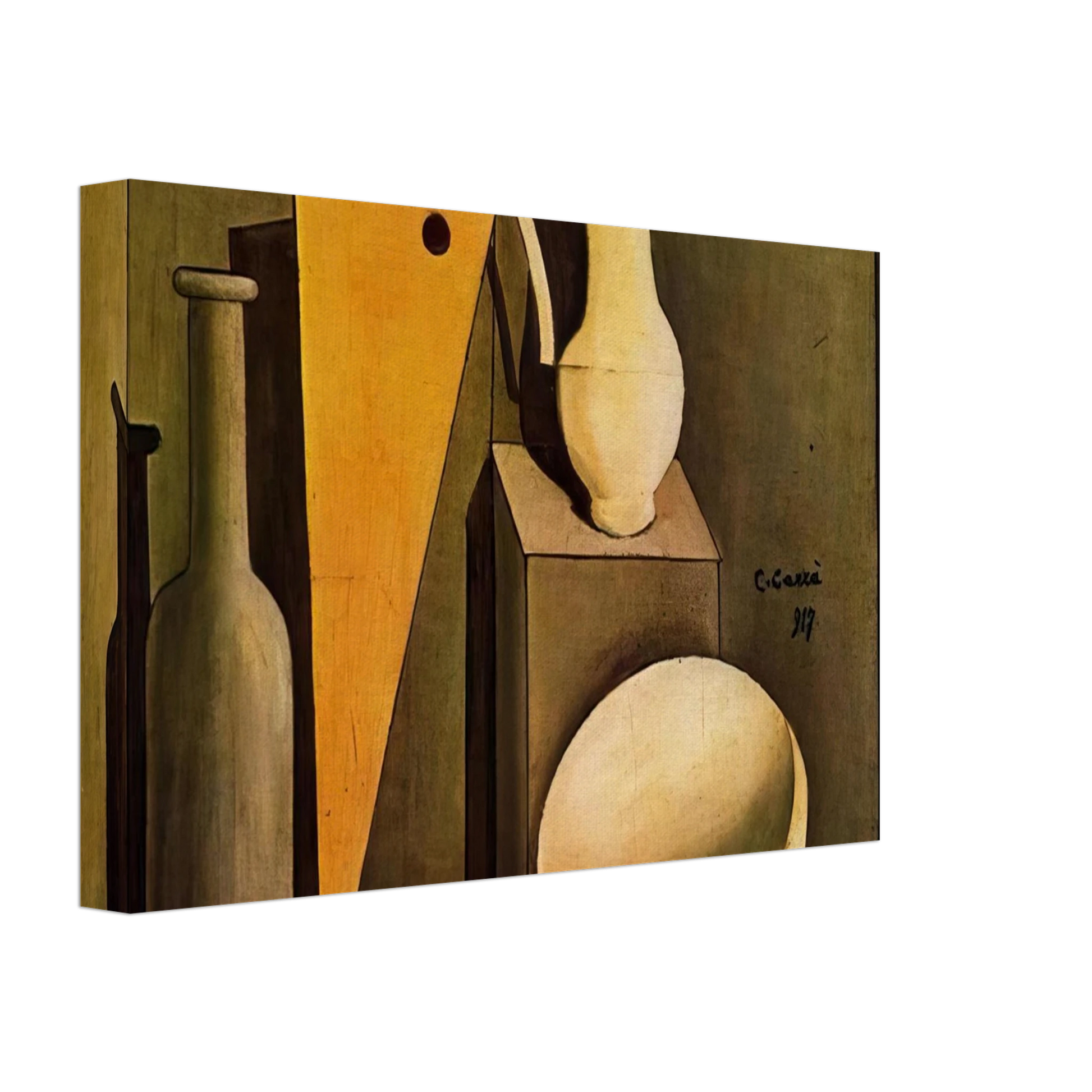 Carlo Carra - NATURA MORTA CON LA SQUADRA 1917 Canvas - 40x60 cm / 16x24 inches-canvas