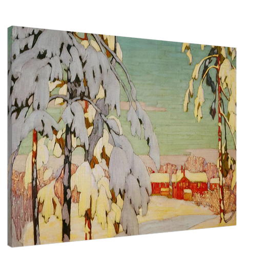 Lawren Harris - Winter Landscape with Pink House - 1918 Canvas - 20x30 cm / 8x12 inches-canvas