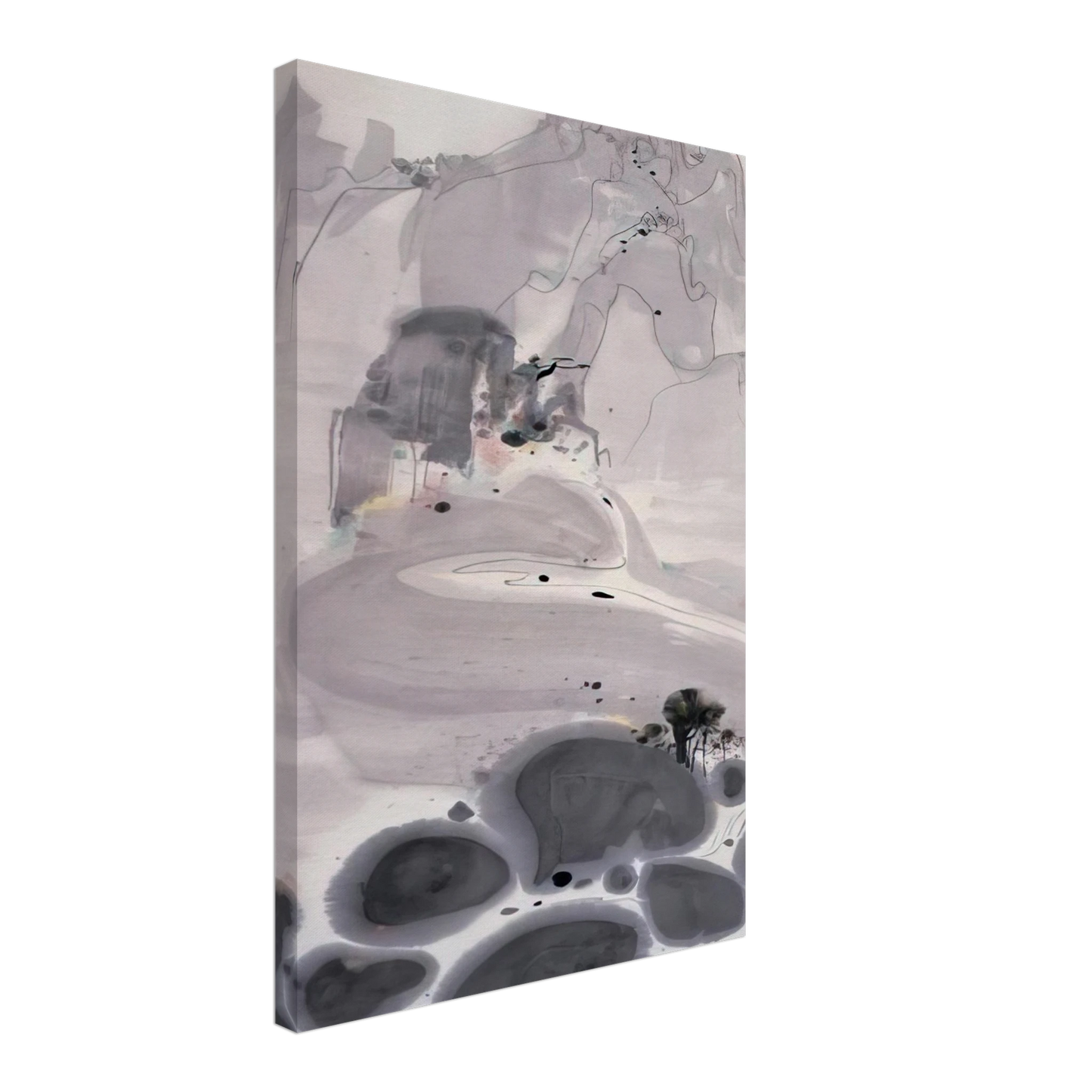 Wu Guanzhong - Mountains High and Streams Eternal - 1986 Canvas - 40x60 cm / 16x24 inches-canvas