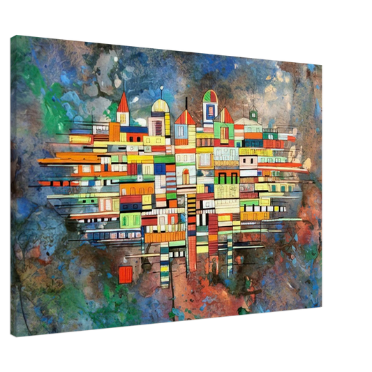 Rene Portocarrero - CITY 1954 Canvas - 20x30 cm / 8x12 inches-canvas