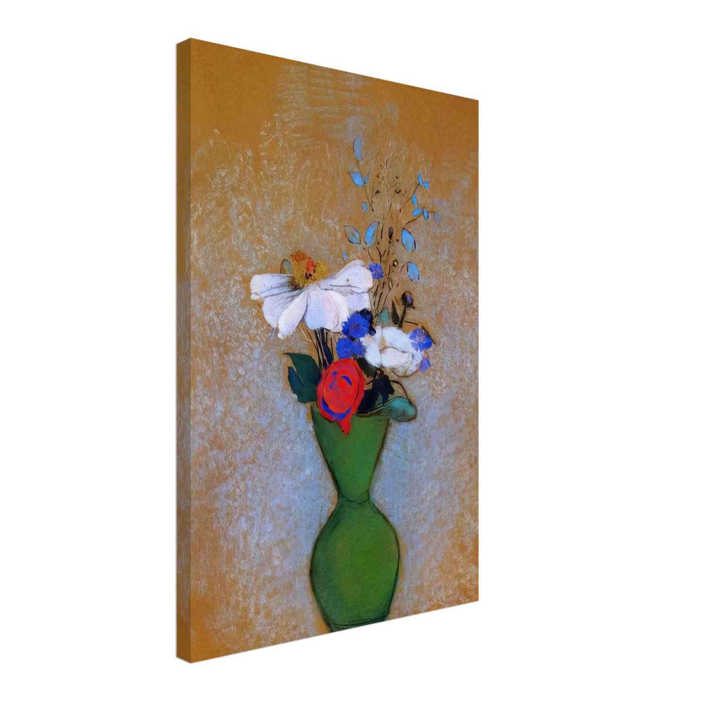 Odilon Redon - ROSE PEONY AND CORNFLOWERS IN A GREEN VASE Canvas - 40x60 cm / 16x24 inches-canvas