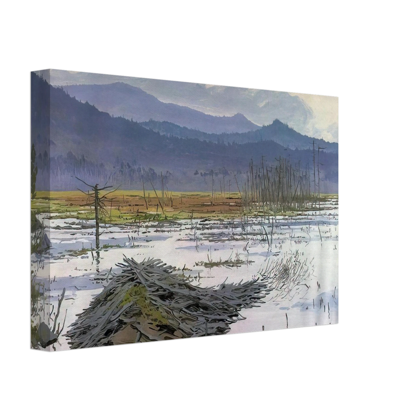 Neil Welliver - Beaver Pond - 1976 Canvas - 40x60 cm / 16x24 inches-canvas