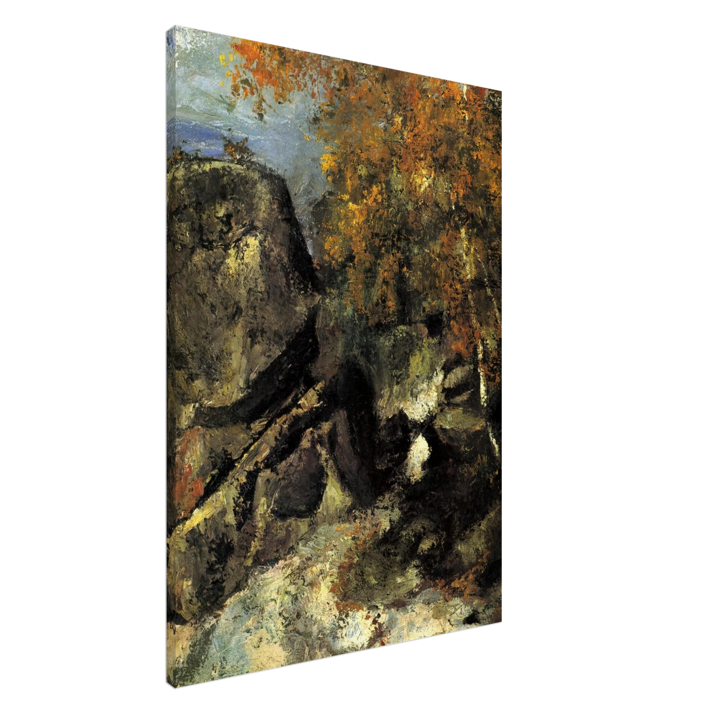 Paul Cezanne - Rock in the Forest of Fontainbleau Canvas - 20x30 cm / 8x12 inches-canvas