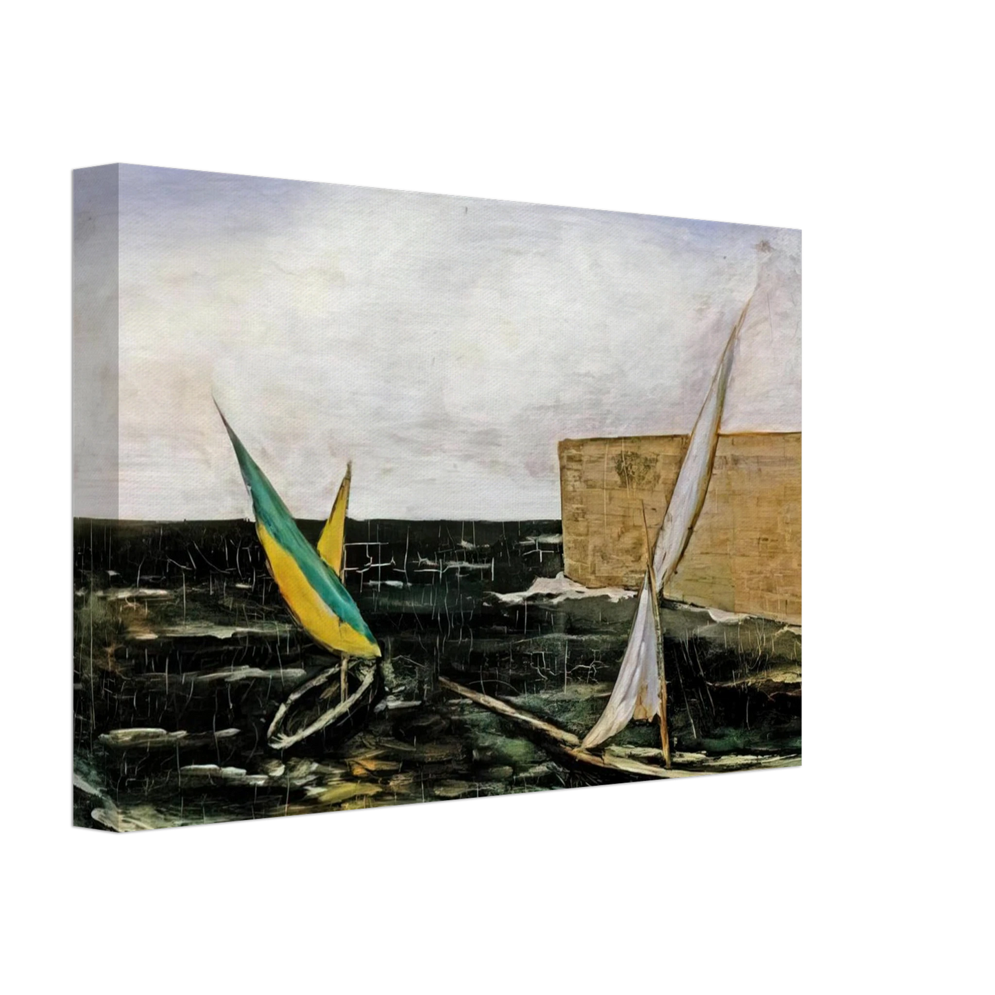 Carlo Carra - VELE NEL PORTO Canvas - 70x100 cm / 28x40 inches-canvas