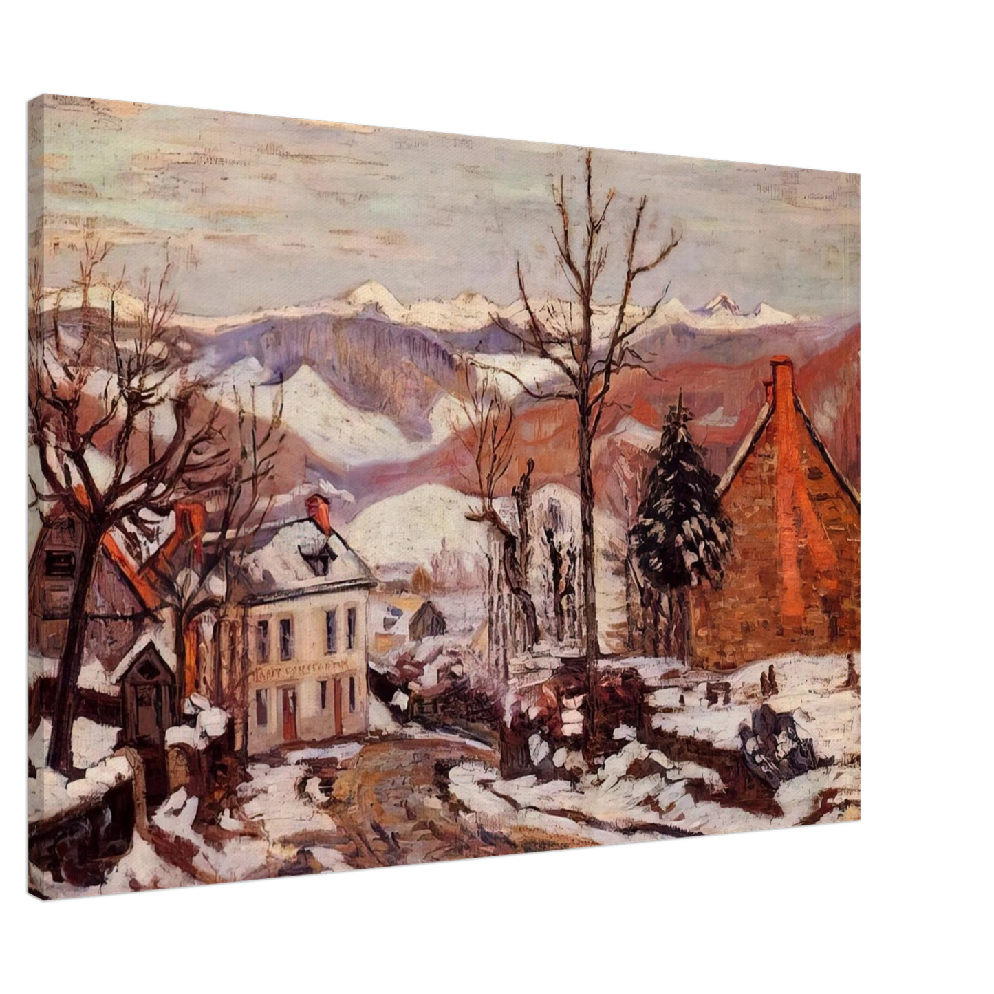Armand Guillaumin - Winter in Saint-Sauves-d'Auvergne - 1900 France Canvas - 20x30 cm / 8x12 inches-canvas