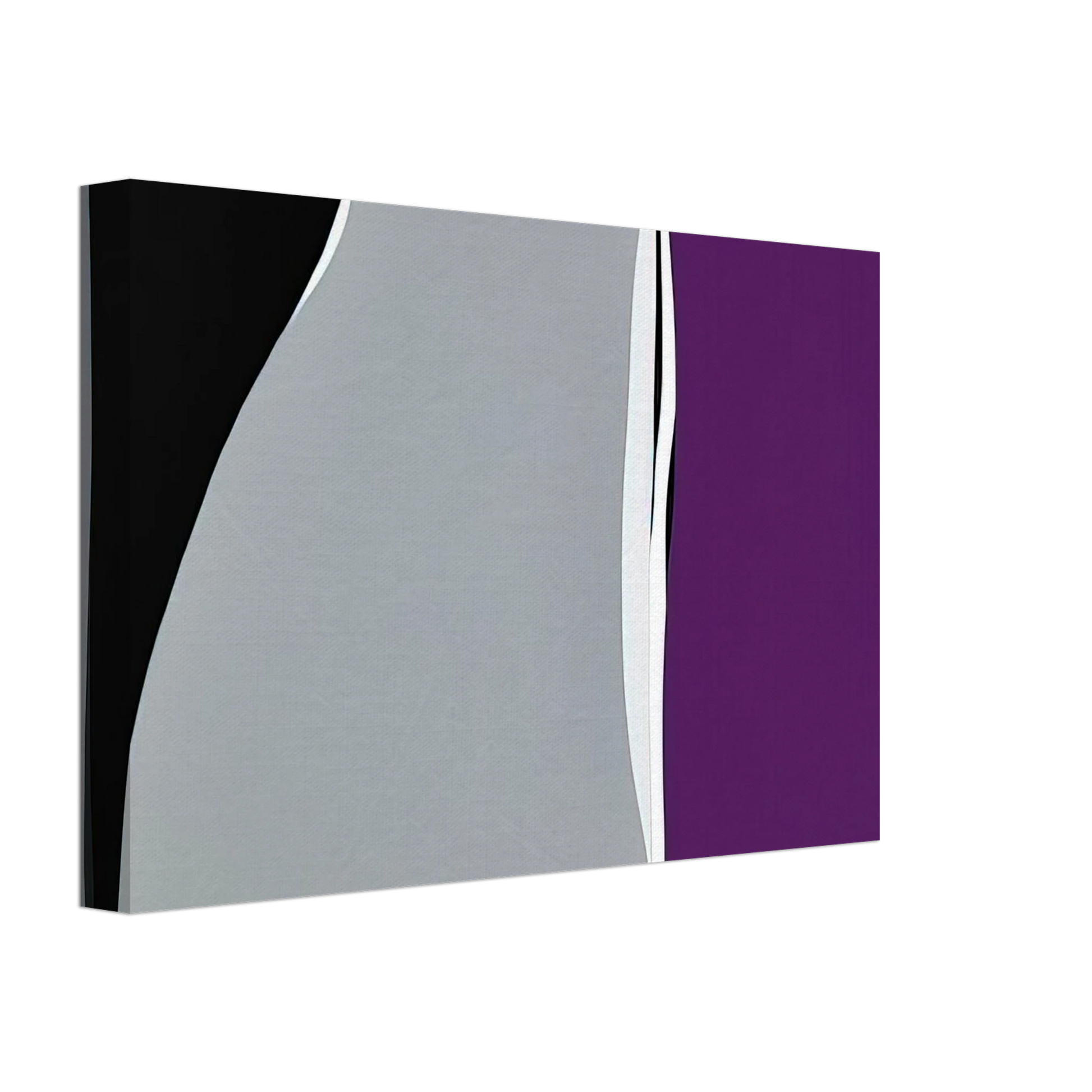 Karl Benjamin - Black  Gray Curves with Purple - 1960 Canvas - 70x100 cm / 28x40 inches-canvas