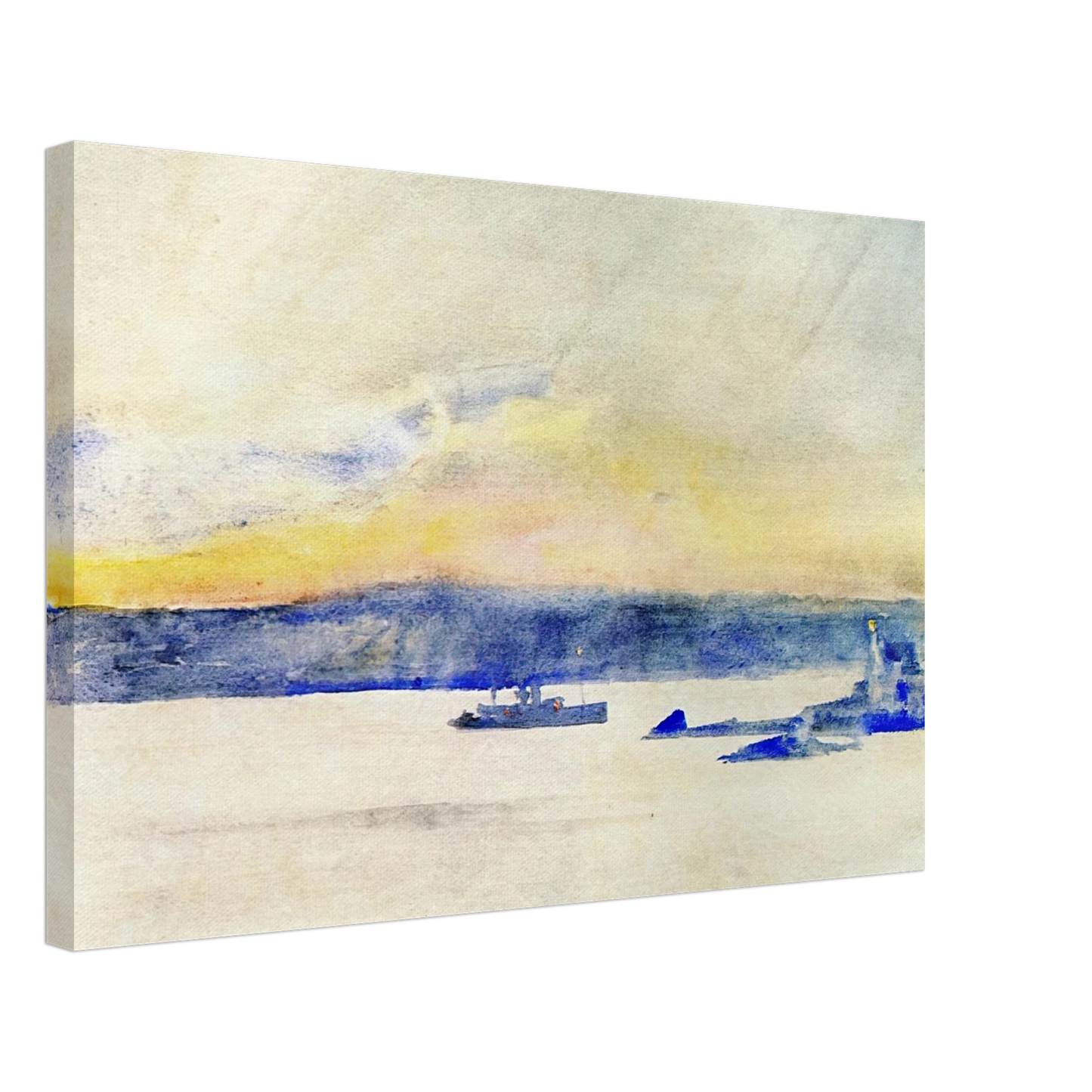 Childe Hassam - Afterglow, Gloucester Harbor aka Ten Pound Island LIght Canvas - 70x100 cm / 28x40 inches-canvas