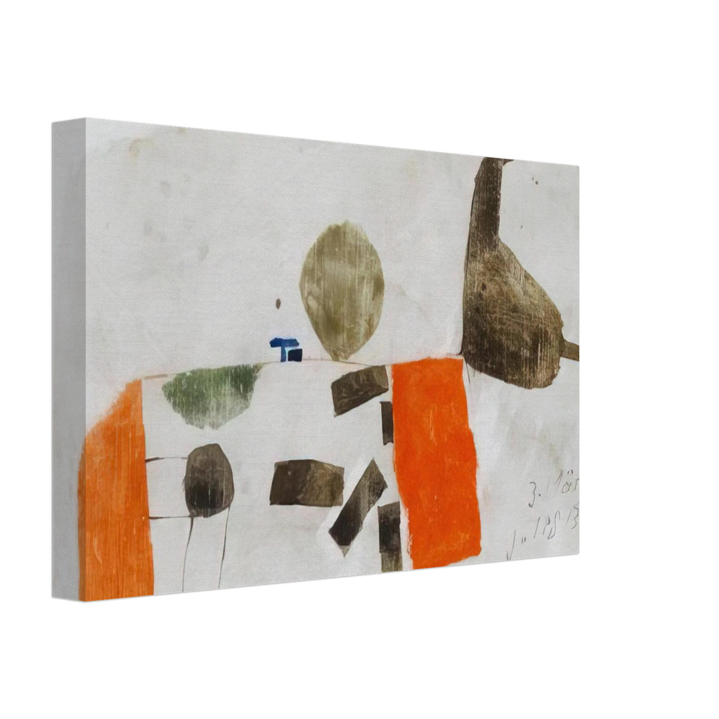 Julius Bissier - Komposition 3. Marz 60 - 1960 Canvas - 40x60 cm / 16x24 inches-canvas