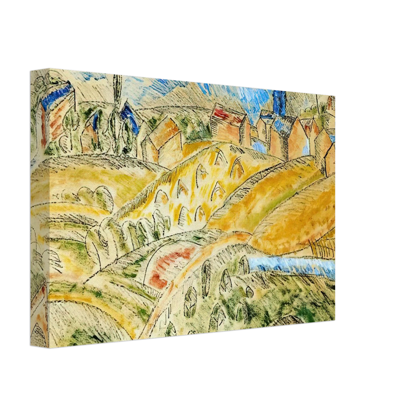 Raoul Dufy - CUBIST LANDSCAPE WITH HAYSTACKS Canvas - 40x60 cm / 16x24 inches-canvas