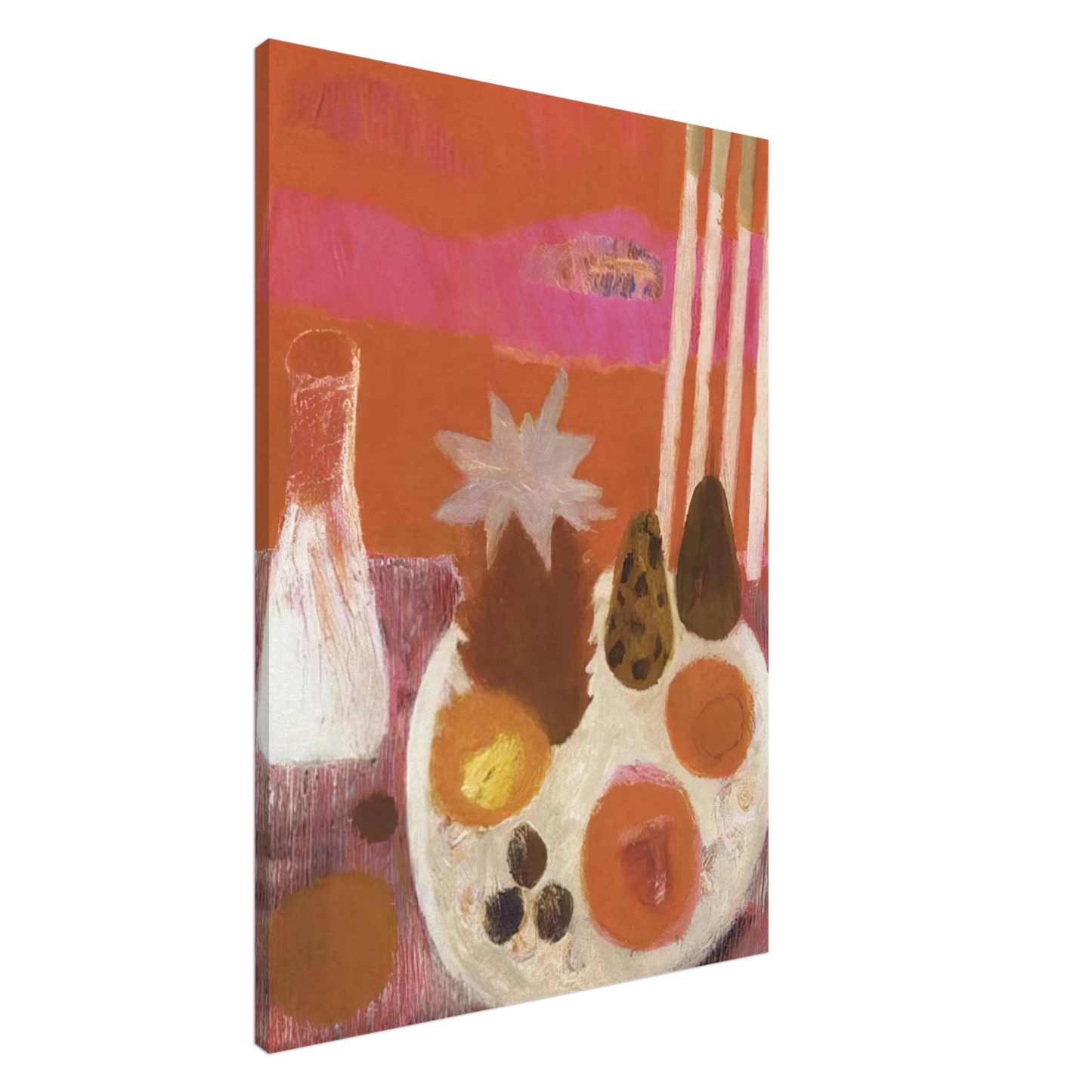 Mary Fedden - Still life, Merindol - Naive Art Primitivism Canvas - 20x30 cm / 8x12 inches-canvas