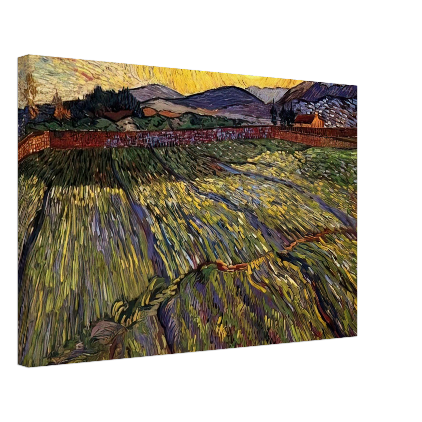 Vincent van Gogh - Wheat Field with Rising Sun Canvas - 70x100 cm / 28x40 inches-canvas