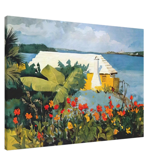 Winslow Homer - FLOWER GARDEN AND BUNGALOW BERMUDA Canvas - 20x30 cm / 8x12 inches-canvas
