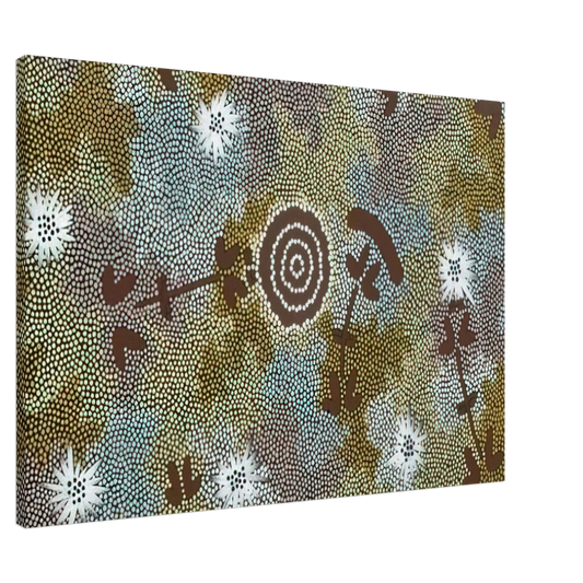 Clifford Possum Tjapaltjarri - Rock Wallaby Dreaming - 1988 Canvas - 20x30 cm / 8x12 inches-canvas