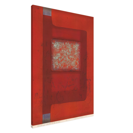 Hiroyuki Tajima - Dialogue With Red B - 1975 Canvas - 20x30 cm / 8x12 inches-canvas