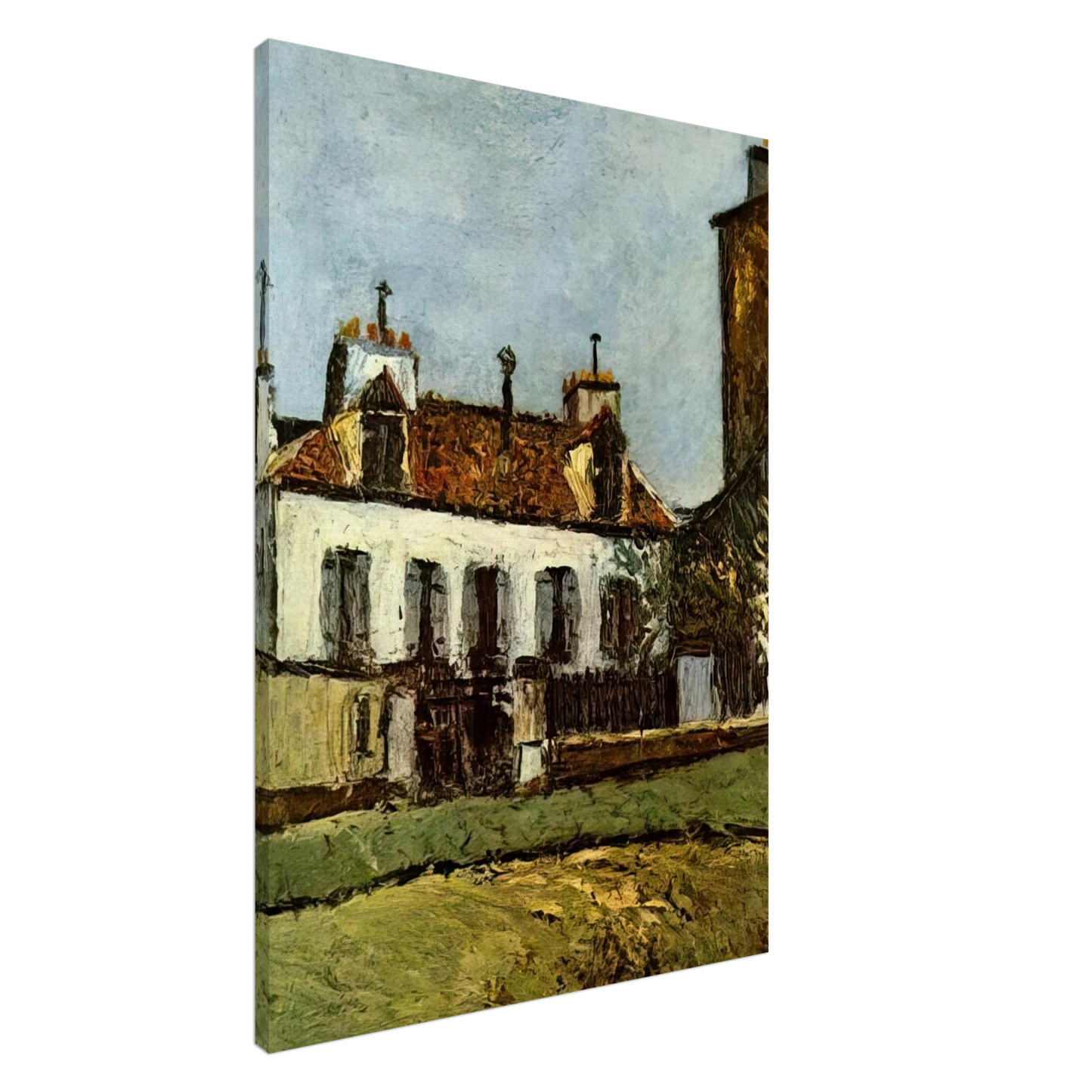 Maurice Utrillo - HOUSE IN THE SUBURBS OF PARIS Canvas - 20x30 cm / 8x12 inches-canvas