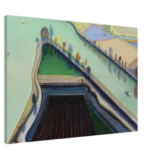 Wayne Thiebaud - River Boats - 2001 Canvas - 20x30 cm / 8x12 inches-canvas