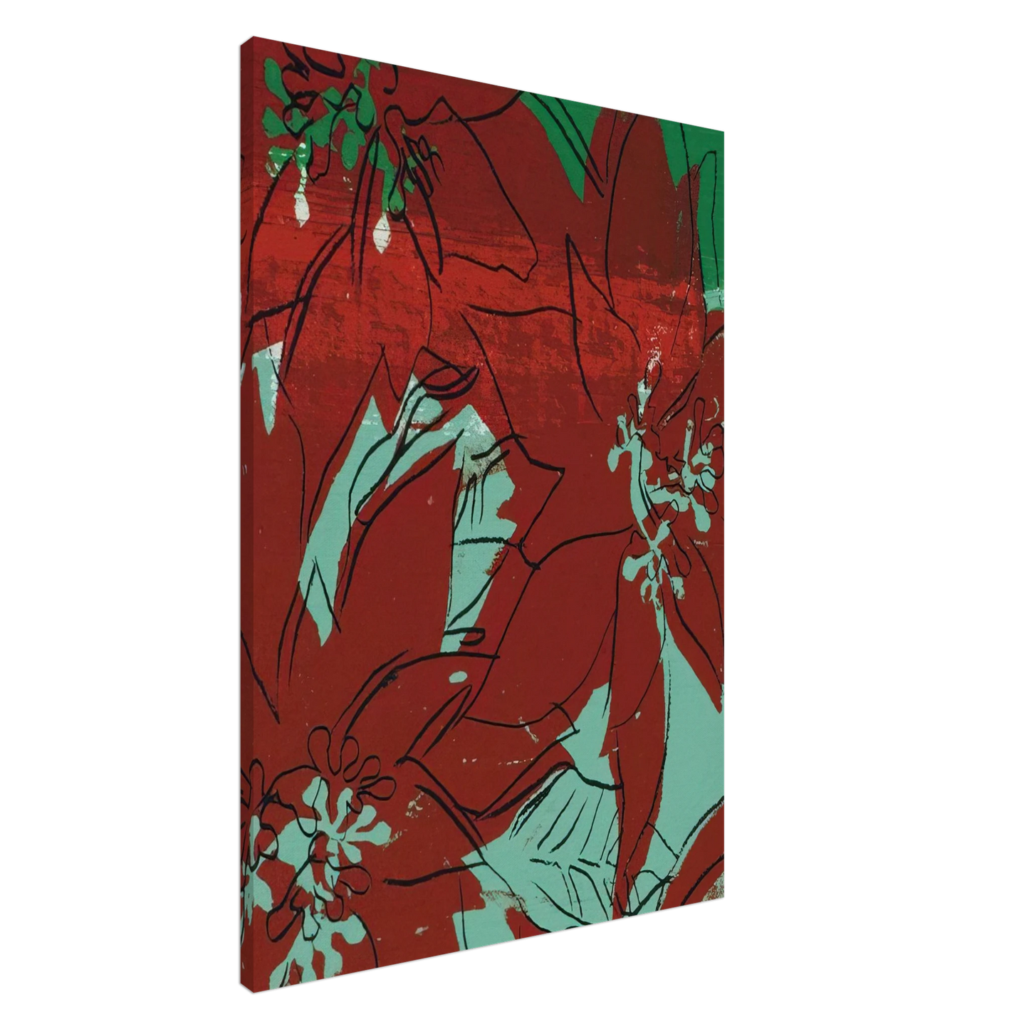 Andy Warhol - Poinsettias Canvas - 20x30 cm / 8x12 inches-canvas